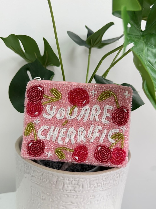 Handbags - Beaded 'You Are Cherry-licious' beaded Cherry Coin Purse